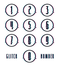 decorative numbers with glitch distortion effect vector