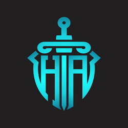 ha logo monogram with sword and shield vector image