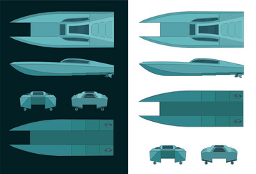 high speed catamaran color drawings vector image