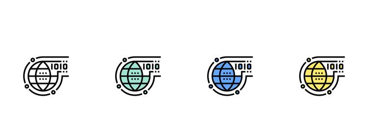 programming icon outline green blue and yellow vector image