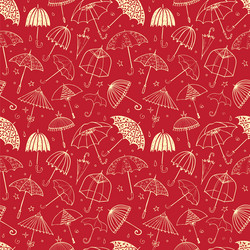 seamless pattern with umbrellas on red background vector image