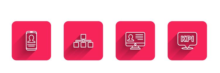 set line mobile with resume hierarchy organogram vector image