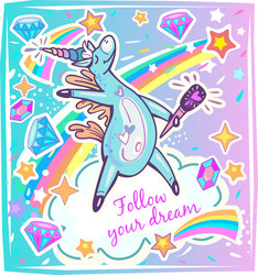 Cute Unicorn Birthday Template Vector Image