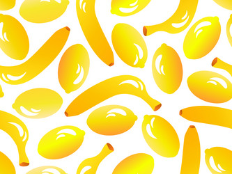 Seamless pattern with bananas and lemons in 3d vector