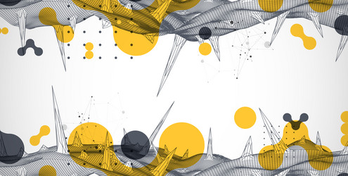 wireframe science background with plexus effect vector image