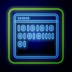 glowing neon binary code icon isolated on blue vector image