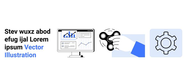 hand holding fidget spinner with data analytics vector image