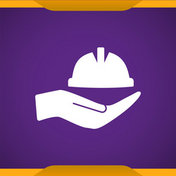 Hardhat with hand icon for web and mobile vector