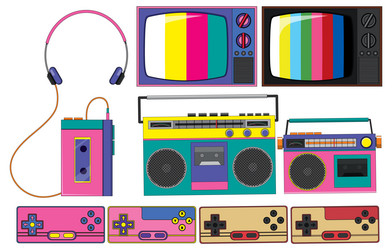 Retro objects and electronic devices vector