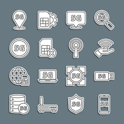 set line mobile with 5g network modem location vector image