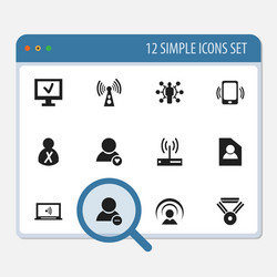 Set of 12 editable global icons includes symbols vector