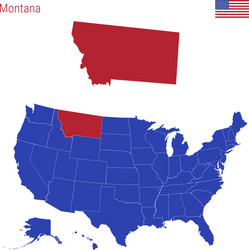 state montana is highlighted in red map vector