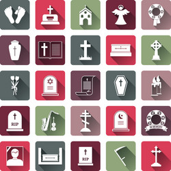 Colored funeral icon set vector