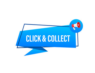 megaphone click and collect banner flat style vector image