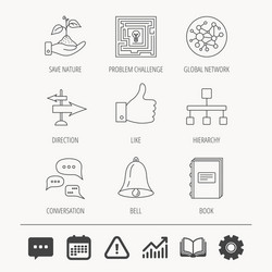 Global network like and conversation icons vector