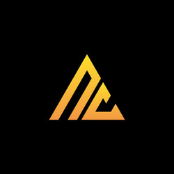 n c monogram initial logo with a yellow triangle vector image