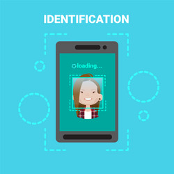 smart phone loading face identification system vector image