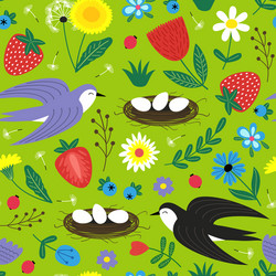 Spring Swallow Nest Pattern vector image