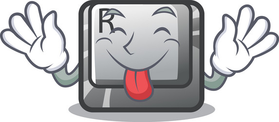 Tongue out r button in cartoon game vector