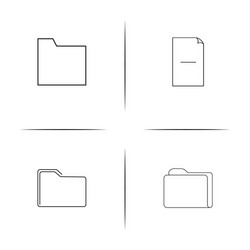 files and folders sign simple linear icons set vector image