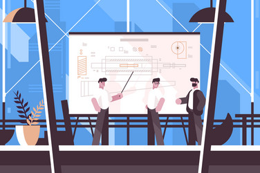 man engineer showing on blackboard information vector image