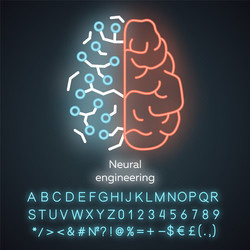 Neural engineering neon light icon vector