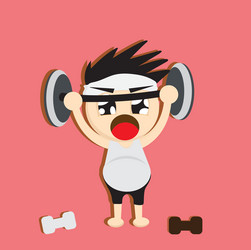 A boy lifting weights vector