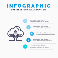 Based data cloud science line icon with 5 steps vector