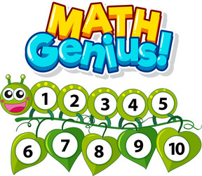 Font design for math genius with numbers one vector