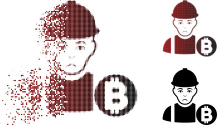 Pitiful fragmented pixel halftone bitcoin miner vector