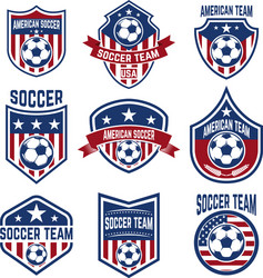 American Soccer Team Labels & Emblems Vector Image