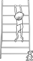 baby boy climbing on bookcase for coloring book vector