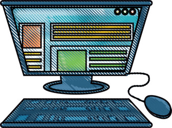 computer with keyboard and mouse icon vector image
