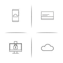 cyber security simple linear icons set outlined vector image