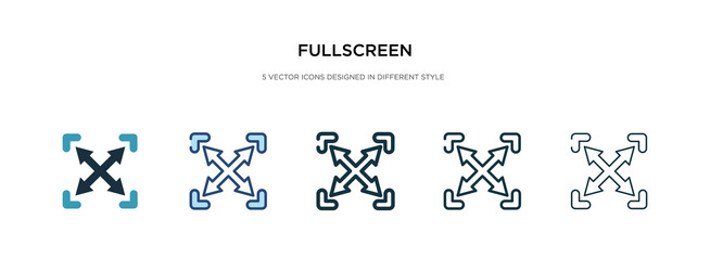fullscreen icon in different style two colored vector image