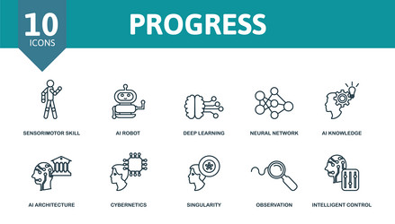 progress icon set collection of simple elements vector image