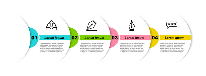 set line upload inbox fountain pen nib and like vector image