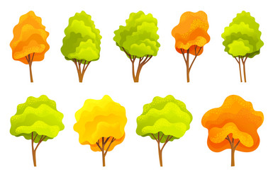 autumn tree collection different sizes and forms vector image