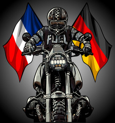 Biker and country flags template vector