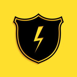 Black secure shield with lightning icon isolated vector