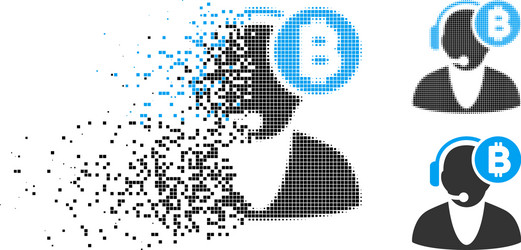 broken pixelated halftone bitcoin operator icon vector image