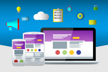 flat seo icons web sites and applications vector image