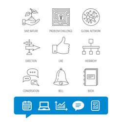 global network like and conversation icons vector image