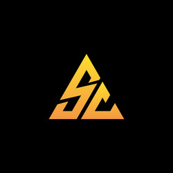 s c monogram initial logo with a yellow triangle vector image