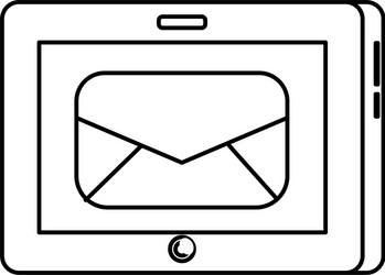 line tablet technology with e-mail message vector image