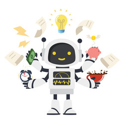 robot working multitask activities concept vector