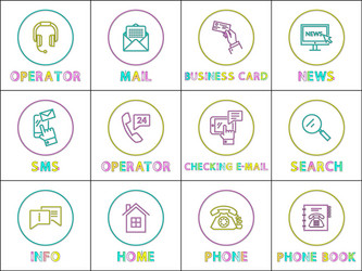 Messaging and calling or internet search icons vector