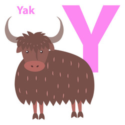 alphabet for letter y with furry yak vector