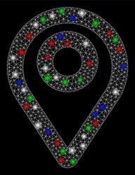 bright mesh network map pointer with flare spots vector image