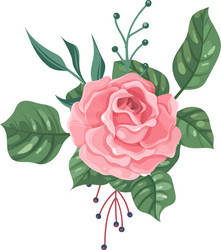 flower cartoon garden pink rose with green Vector Image